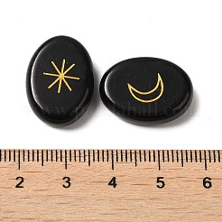 13 個の天然黒曜石ルーン石  レイキのバランスを整えるヒーリングストーン  オーバル  占い用品  20.5x15x6mm&nbsp;G-C095-02C