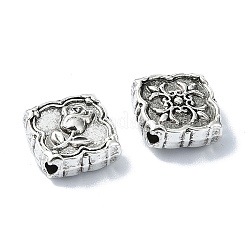 チベット風合金ビーズ  バラの花のひし形  アンティークシルバー  14x14.5x5mm  穴：1.6mm  約217個/500g&nbsp;TIBEB-F065-04AS