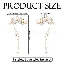 2Pcs 2 Styles Flower Crystal Rhinestone & Plastic Pearl Cuff Earrings&nbsp;EJEW-FH0001-13G