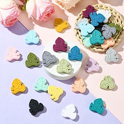 32個 16色葉食品グレードの環境に優しいシリコンフォーカルビーズ  ミックスカラー  28x27x7mm  穴：2mm  2個/カラー&nbsp;SIL-CJ0002-19