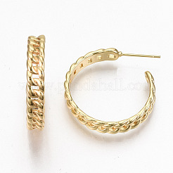 Brass Half Hoop Earrings&nbsp;KK-R117-054G-NF