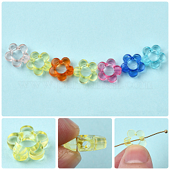 透明アクリルビーズフレーム300個  花  ミックスカラー  13x13x4mm  穴：2.5mm  インナー対策：5mm&nbsp;MACR-SP0002-03