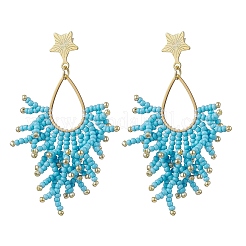 Handmade Glass Seed Beads Dangle Stud Earrings&nbsp;EJEW-MZ00564-02
