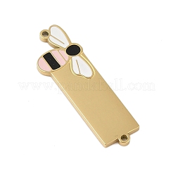 304ステンレススチールピンクエナメルコネクタチャーム  ゴールドカラー  ミツバチ  30x9.5x1mm  穴：1.2mm&nbsp;STAS-P377-16G-B