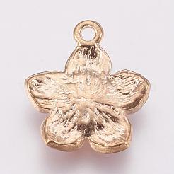 亜鉛合金エナメルペンダント  花  ゴールドカラー  ライトスカイブルー  16.5x14.5x2.5~3mm  穴：1.5mm&nbsp;PALLOY-I124-10G-E