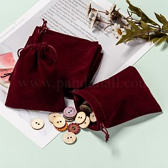 レクタングルベルベットポーチ  ギフトバッグ  暗赤色  12x10cm&nbsp;X1-TP-R002-10x12-02