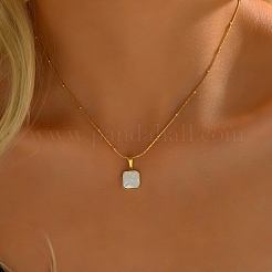 Natural Shell Square Pendant Necklace&nbsp;EH4295-1