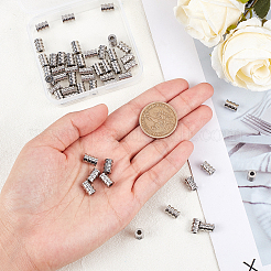 304ステンレスチューブビーズ  溝付き  コラム  ステンレス鋼色  9x6mm  穴：3mm  50個/箱&nbsp;STAS-CA0001-09P