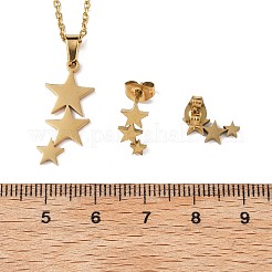 Star 201 Stainless Steel Pendant Necklaces & Stud Earrings Sets for Women&nbsp;SJEW-Q025-02G