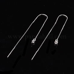 変色防止ロジウムメッキ スターリングシルバー スレッドイヤリング 925個  片穴パーツ用  プラチナ  64x9.5mm  ピン：0.7mm&nbsp;STER-N0001-027