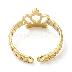 304ステンレススチール中空クラウンオープンカフリング女性用  14KGP本金メッキ  内径：17mm&nbsp;RJEW-I098-21G