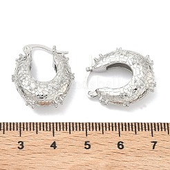 ブラスマイクロパヴェクリアキュービックジルコニアフープピアス  カドミウムフリー＆鉛フリー  長持ちメッキ  ラックめっき  テクスチャ  プラチナ  22x19x8.5mm&nbsp;LS-EJEW-C181-07P