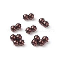 （不良見切り販売：接着）ガラスパールビーズ  パールカラーの  ラウンド  ココナッツブラウン  4~4.2mm  穴：1mm  約3922個/370g&nbsp;LS-HY-XCP0001-11