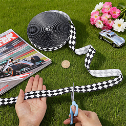ポリエステルレーストリム  菱形模様  DIYクラフト縫製アクセサリー  ブラック  7/8インチ（22mm）  約50.00ヤード（45.72m）/ロール&nbsp;OCOR-WH0101-267A