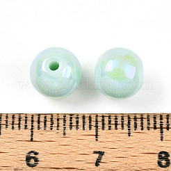 電気メッキパールガラスパールビーズ  虹色の  ラウンド  アクアマリン  8x7.5mm  穴：1.4~1.5mm  約692個/ポンド&nbsp;EGLA-T021-14B-05
