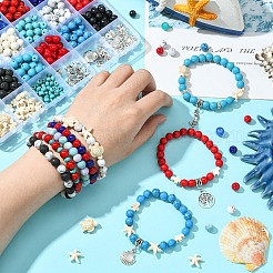 DIY 天然溶岩石と合成ターコイズビーズとガラスジュエリー作りの金具キット  ミックスカラー  6~20x6~17x0.8~9mm  穴：0.8~4.4mm&nbsp;DIY-YW0011-04