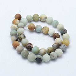 Natural Flower Amazonite Beads Strands&nbsp;X-G-F518-24-6mm