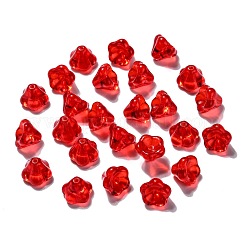 透明なチェコのガラスビーズ  花  レッド  10x8mm  穴：2mm  約120個/袋&nbsp;GLAA-G070-05D-015
