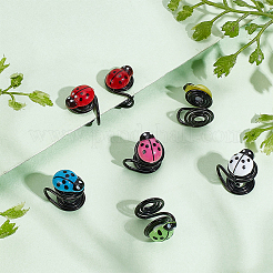 6 Pair 6 Color Plastic Ladybug Cuff Earrings&nbsp;EJEW-AB00001