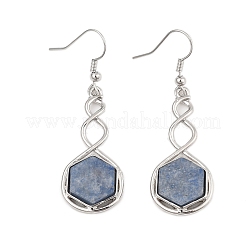 Hexagon Natural Blue Aventurine Dangle Earrings&nbsp;EJEW-K298-01P-07