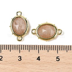 天然サンストーンのファセットオーバルコネクタチャーム  ラックメッキ真鍮のパーツ  ゴールドカラー  16.5x11x4.5mm  穴：1.4mm&nbsp;G-I382-04G-03