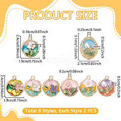 16Pcs 8 Styles Alloy Enamel Pendants&nbsp;ENAM-UN0001-41