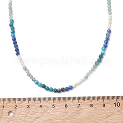 3.5MM Faceted Round Natural Apatite & Kyanite and Potato Natural Pearl Beaded Necklaces with 304 Stainless Steel End Chains&nbsp;NJEW-JN05974-01