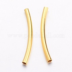 真鍮製チューブビーズ  カーブ  ニッケルフリー  ゴールドカラー  25x2mm  穴：1mm&nbsp;EC0582X25mm-NFG