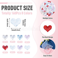 160Pcs 8 Colors Heart Resin Cabochons&nbsp;MRMJ-TA0001-51