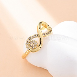 Brass Micro Pave Clear Cubic Zirconia Cuff Rings for Women&nbsp;RJEW-U047-21G