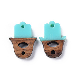 Opaque Resin & Walnut Wood Links Connectors&nbsp;RESI-T035-47