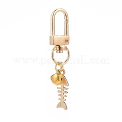 Cat & Fishbone Shape Alloy Enamel Charms Keychain&nbsp;KEYC-JKC00431-02