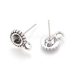 Antique Silver Tibetan Style Alloy Stud Earring Findings&nbsp;X-TIBE-A20145-AS-FF