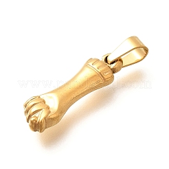 ステンレスペンダント201個  手チャーム  イオンプレーティング（ip）  ゴールドカラー  24.5x7.5x4mm  穴：7x3.5mm&nbsp;STAS-Q344-05B-G