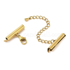 304ステンレススチールカーブチェーンエクステンダー  カニカン付き  イオンプレーティング（ip）  18KGP本金メッキ  22mm&nbsp;STAS-M061-05G-02