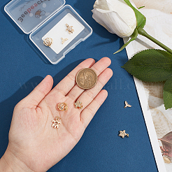 8個 4スタイル 海をテーマにした真鍮マイクロパヴェクリアキュービックジルコニアチャーム  混合図形  ゴールドカラー  8~15.5x9.5~13x2~7mm  穴：0.7~2.5mm  2個/スタイル&nbsp;FIND-BBC0001-04