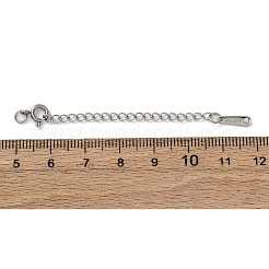304ステンレススチールチェーンエクステンダー  オーバル  引き輪とチャーム付き  ステンレス鋼色  69mm  穴：2.5mm&nbsp;STAS-A121-08P