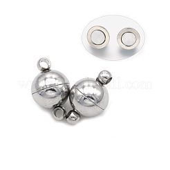 ループ付き真鍮製マグネットクラスプ  ラウンド  プラチナ  14x8mm  穴：1.5mm&nbsp;KK-M058-P