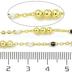 真鍮エナメルラウンドビーズリンクチェーン  ハンダ付け  スプールで  長持ちメッキ  カドミウムフリー＆鉛フリー  18KGP本金メッキ  ブラック  12x3.5mm&nbsp;CHC-G022-07G-10