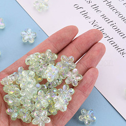 透明なアクリルビーズ  ABカラー  花  黄緑  14.5x15.5x7mm  穴：1.8mm  約657個/500g&nbsp;TACR-S154-45C-327