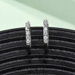 304 Stainless Steel Clear Cubic Zirconia Hoop Earrings&nbsp;EJEW-D331-18C-P