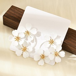 合金スタンドピアス  花  ホワイト  53x41mm&nbsp;LS-EJEW-K304-06