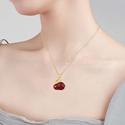 Red Dyed Natural White Jade & Cubic Zirconia Bunny Pendant Necklace&nbsp;JN1072A