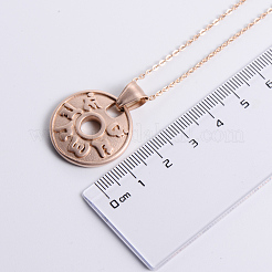 French Vintage Style Stainless Steel Om Mani Padme Hum Flat Round Pendant Necklaces for Women&nbsp;VS6601