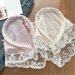 2Pcs 2 Colors Pastoral Style Polyester Lace Cloth Hair Bands&nbsp;OHAR-CY0001-14