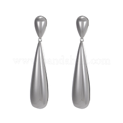 304ステンレススチール製スタッドダングルイヤリング  ティアドロップ  ステンレス鋼色  48x10mm&nbsp;STAS-OY010-64P