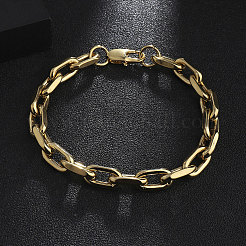 201 Stainless Steel Oval Link Chain Bracelets for Men&nbsp;BJEW-R313-07G