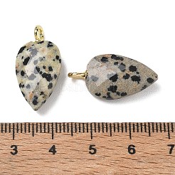 天然ダルメシアンジャスパーペンダント  多面カットハートチャーム  真鍮のパーツと  23.5~24x12~12.5x5.5mm  穴：2.5mm&nbsp;GG-CBA9F30-01E