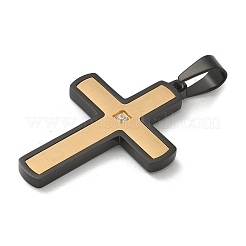 イオンプレーティング（IP）304ステンレスペンダント  クロスチャーム  18KGP本金メッキ  39x26.5x3mm  穴：8x5.5mm&nbsp;STAS-G346-25GEB