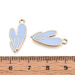 合金エナメルチャーム  ラックめっき  ハートチャーム  ゴールドカラー  コーンフラワーブルー  21x10x1.2mm  穴：1.6mm&nbsp;ENAM-T022-92C-G